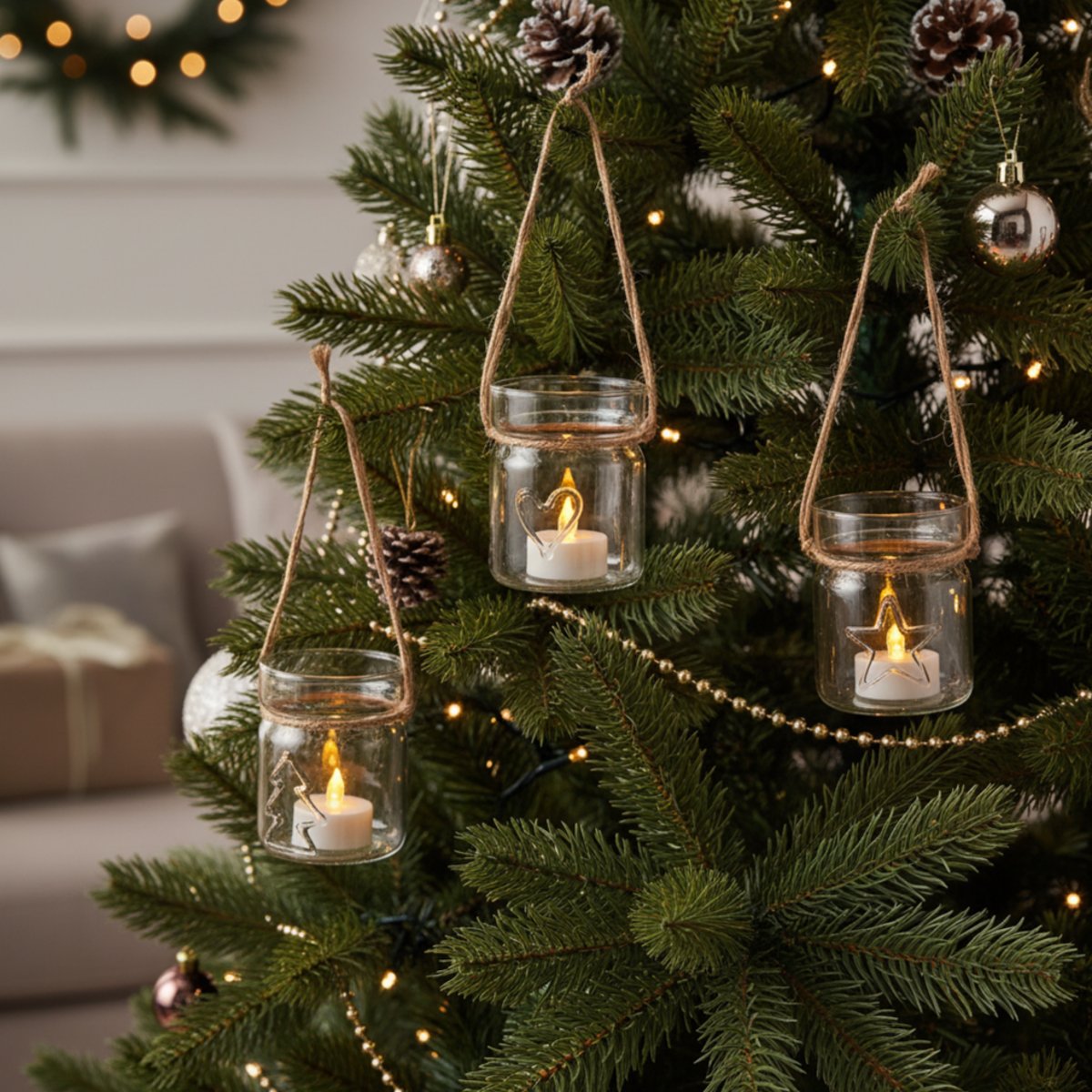 Set de 3 vases de noël décoratifs à suspendre en verre H7 NICITY transparent, SIA DECO