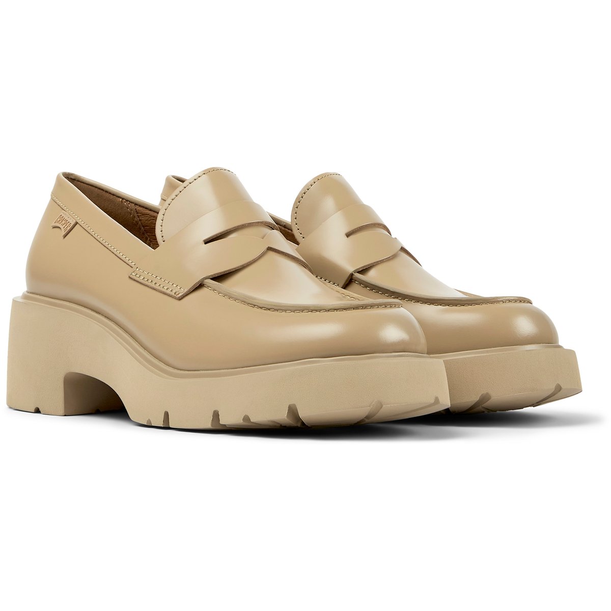 Mocassins Milah cuir beige moyen, CAMPER