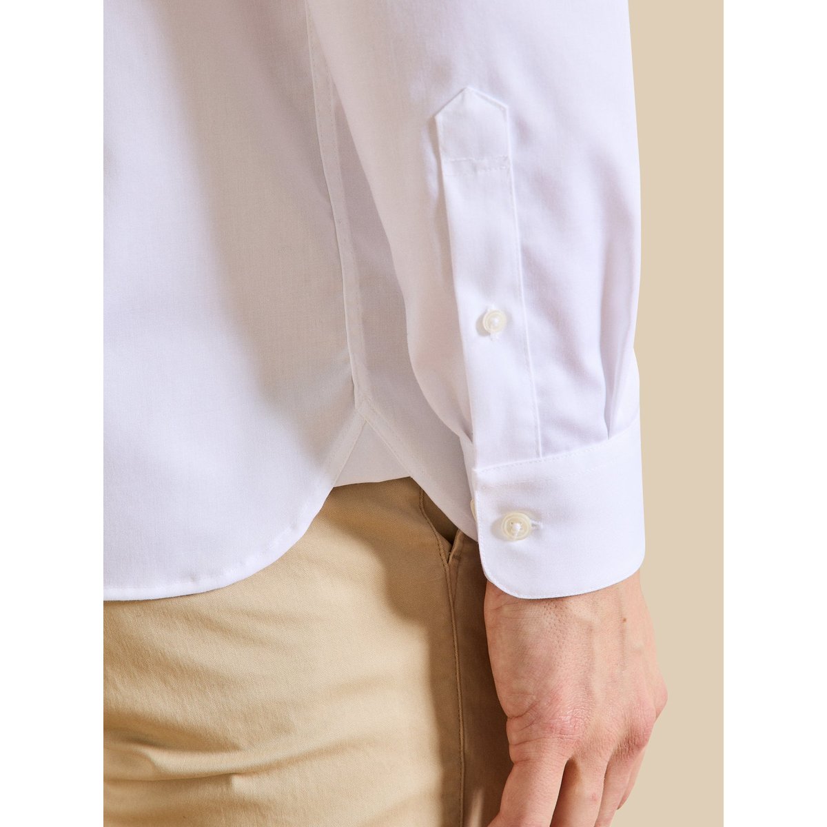 Chemise unie coton twill Regular Fit  non iron blanc, CYRILLUS