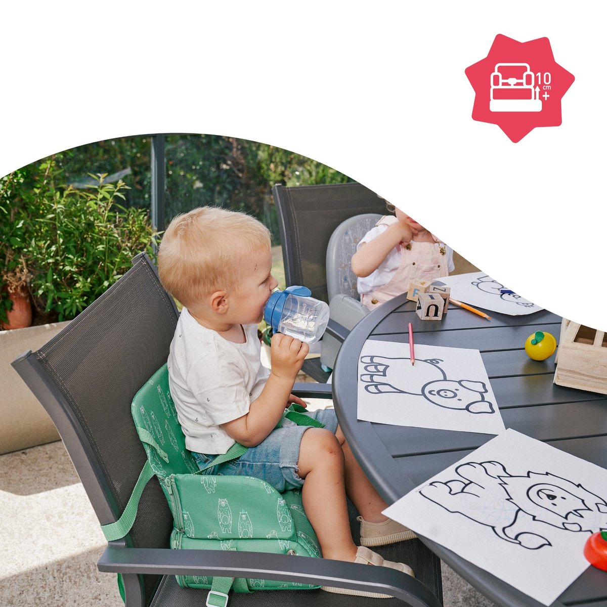 Réhausseur Chaise Bébé Nomade Ours vert, BADABULLE