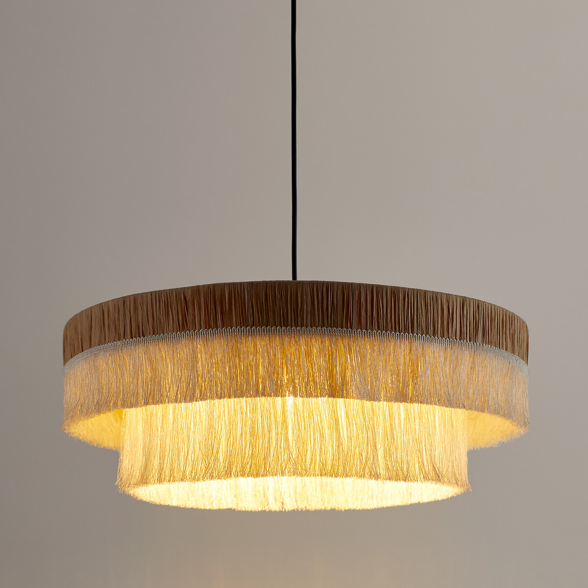 Suspension frangée en raphia Ø50 cm, Kavi naturel/crème, LA REDOUTE INTERIEURS