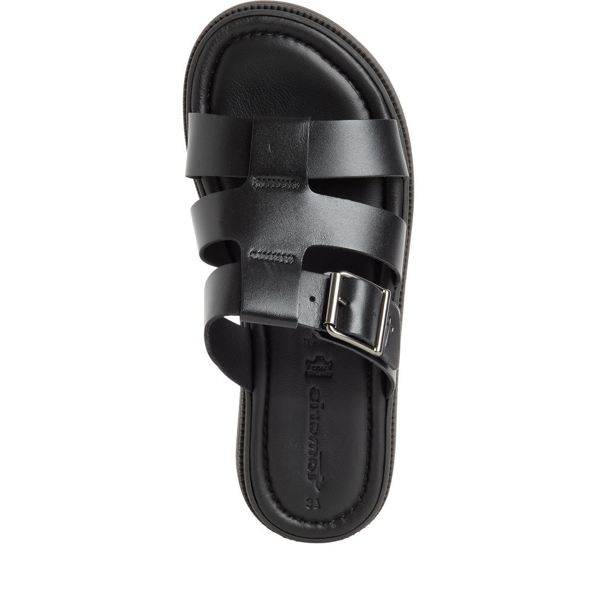 Mule en cuir noir, TAMARIS