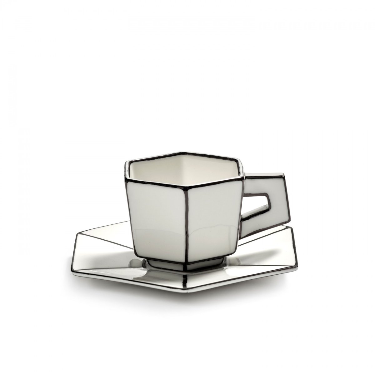 Tasse à espresso et soucoupe Carte Blanche blanc, SERAX