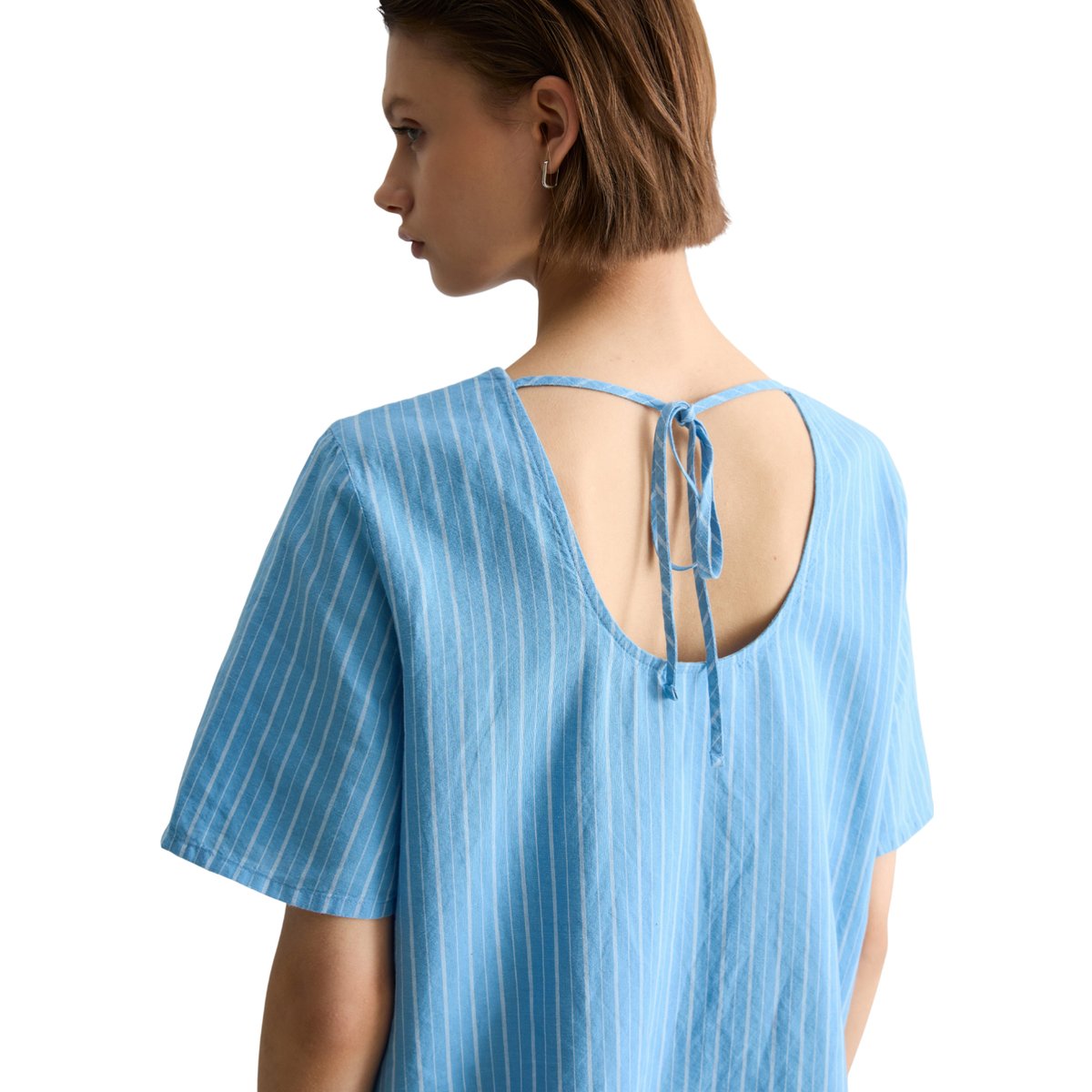 Robe rayée relaxed en mélange de lin et de coton bleu, MARC O’POLO DENIM