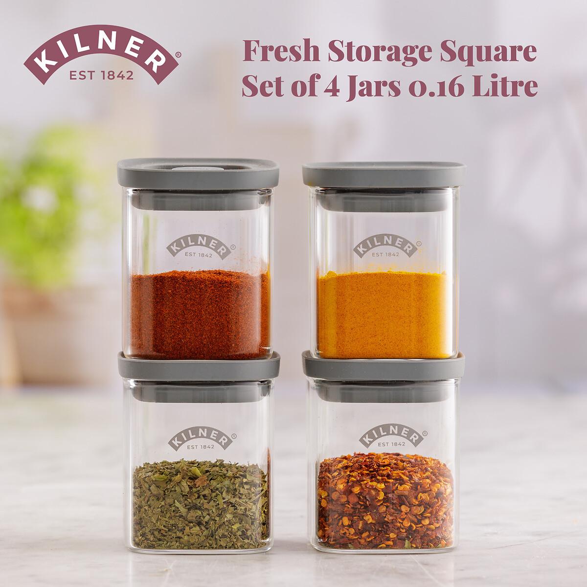 Fresh Storage 4-Piece Spice Jar Set transparent, KILNER