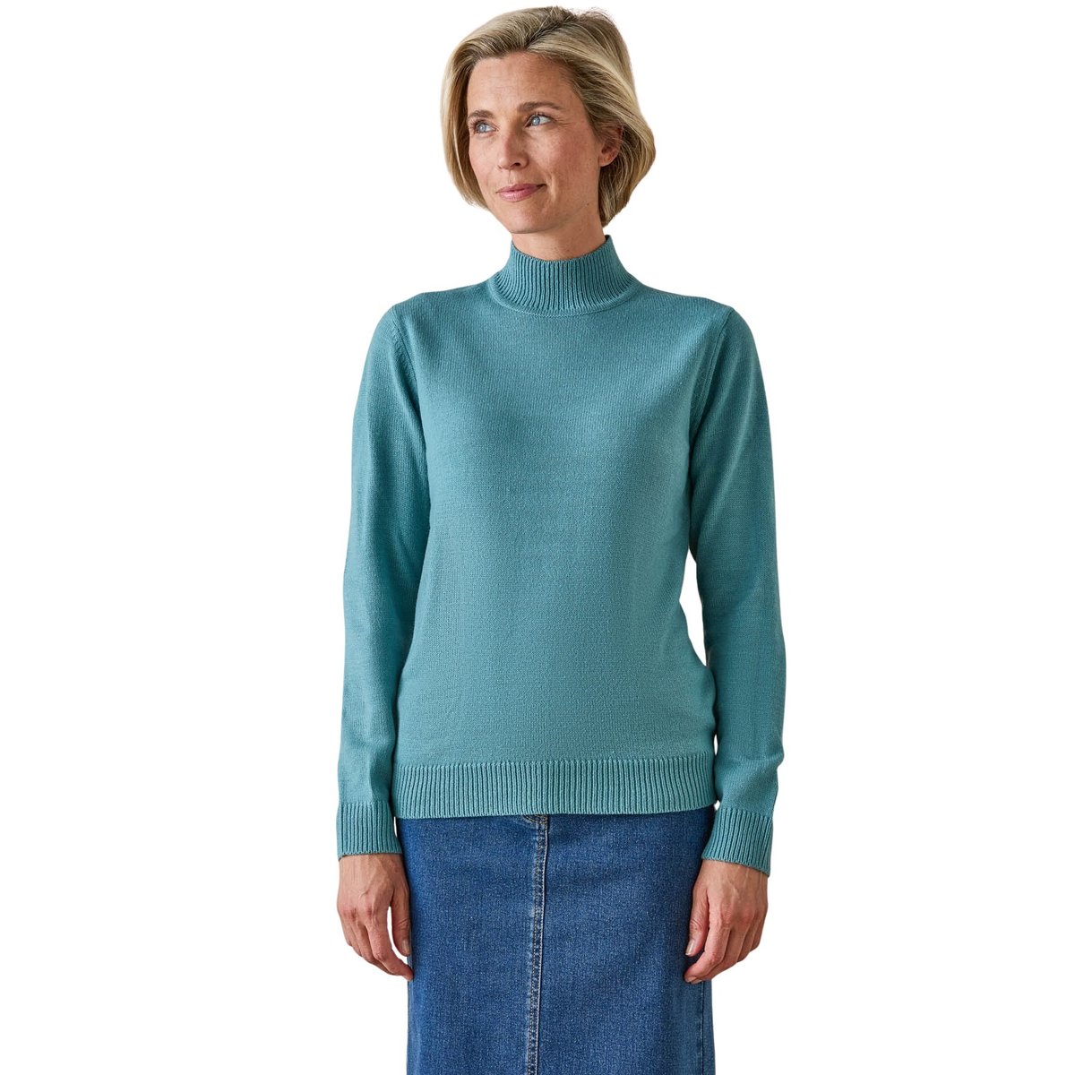 Pull manches longues col montant vert anis, DAXON