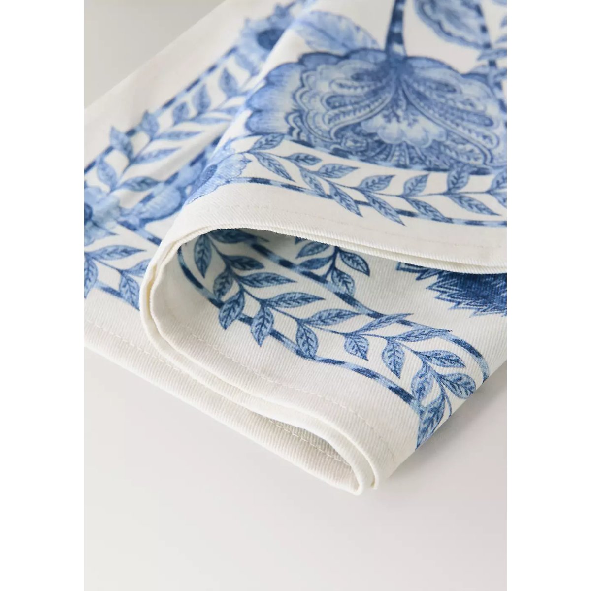 Pack de 4 serviettes de table coton imprimé fleuri bleu, MANGO HOME