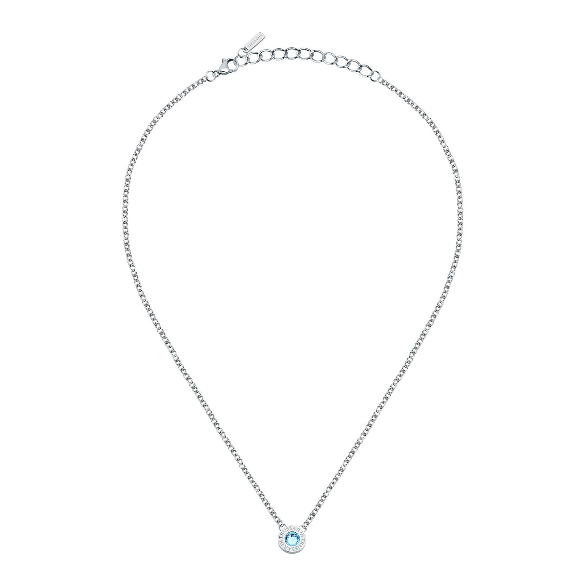 Collier en acier, cristaux T-LOGO bleu, TRUSSARDI