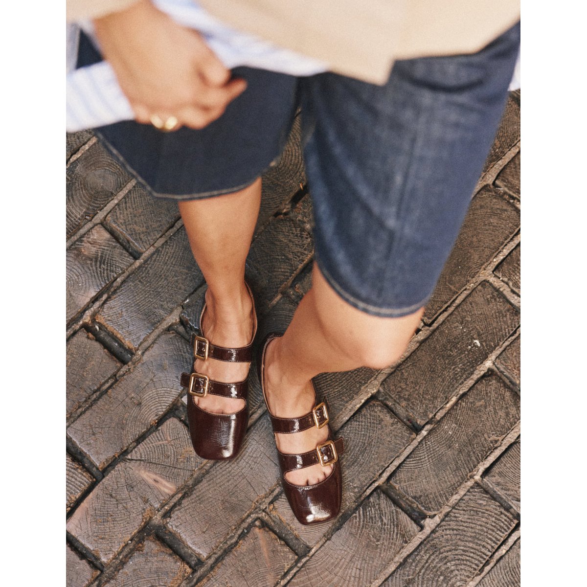 Ballerines FAZO cuir plissé marron, ODAJE