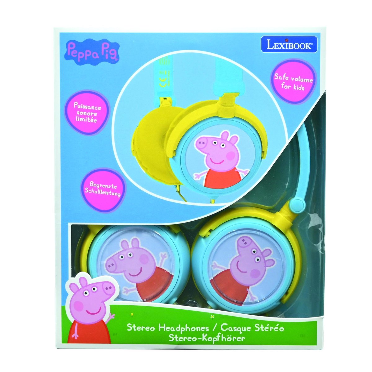 Casque stéréo filaire pliable Peppa Pig bleu, LEXIBOOK