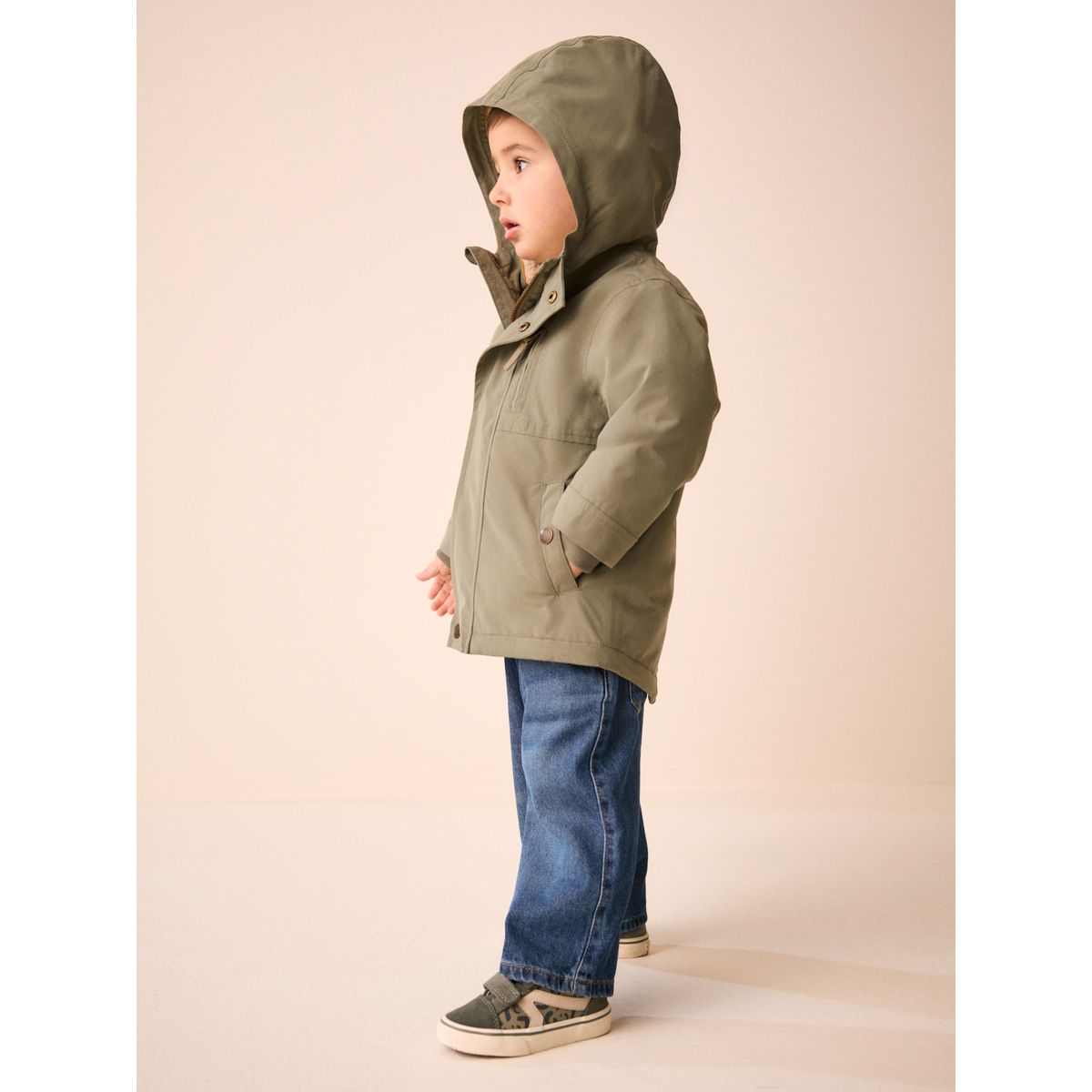 Parka imperméable à doublure en peau lainée vert, NEXT