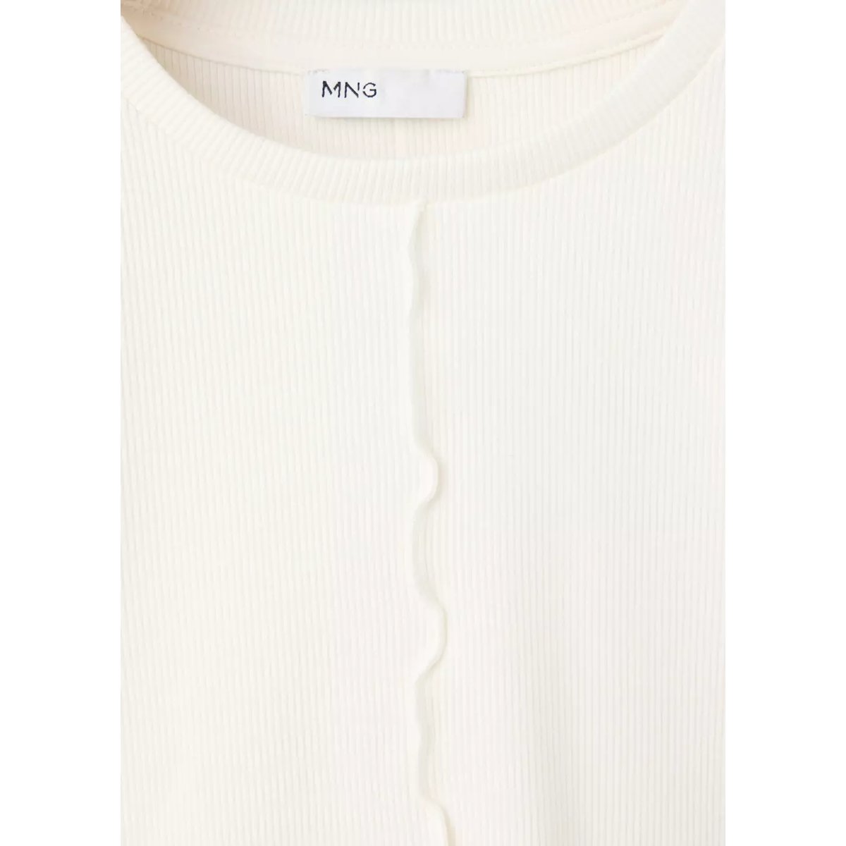 T-shirt côtelé manches longues blanc cassé, MANGO BABY