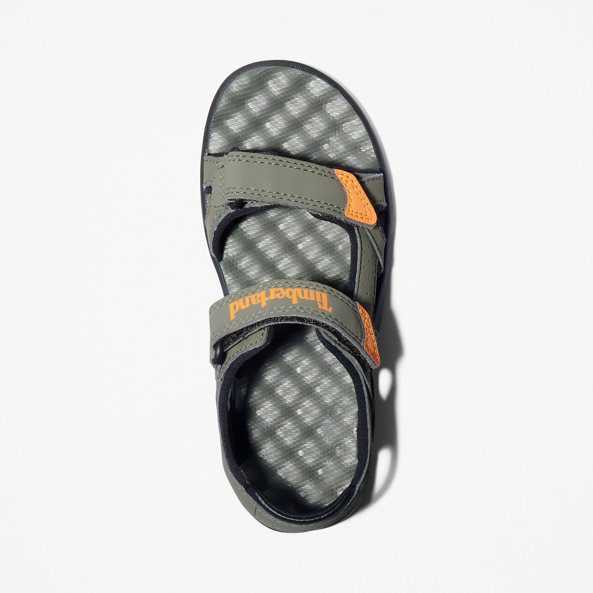 Kids Perkins Row 2-Strap Sandals in Leather with Touch 'n' Close Fastening dark green, TIMBERLAND