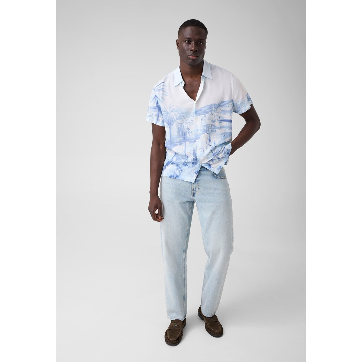 Chemise Imprimée bleu ciel, GUESS
