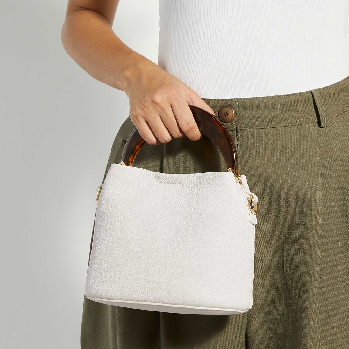 Mini fourre-tout à poignée en résine - DHARLA white-leather, DUNE LONDON