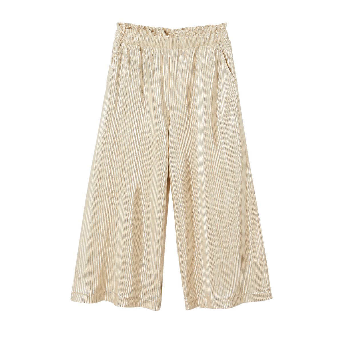 Pantalon large lamé cérémonie effet plissé or, VERTBAUDET