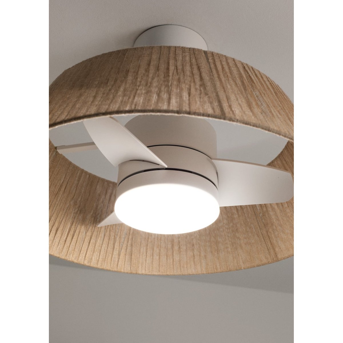Ventilateur plafond 25W avec lumière et télécommande WIND LAMP NATURALWOVEN blanc/blanc, CREATE