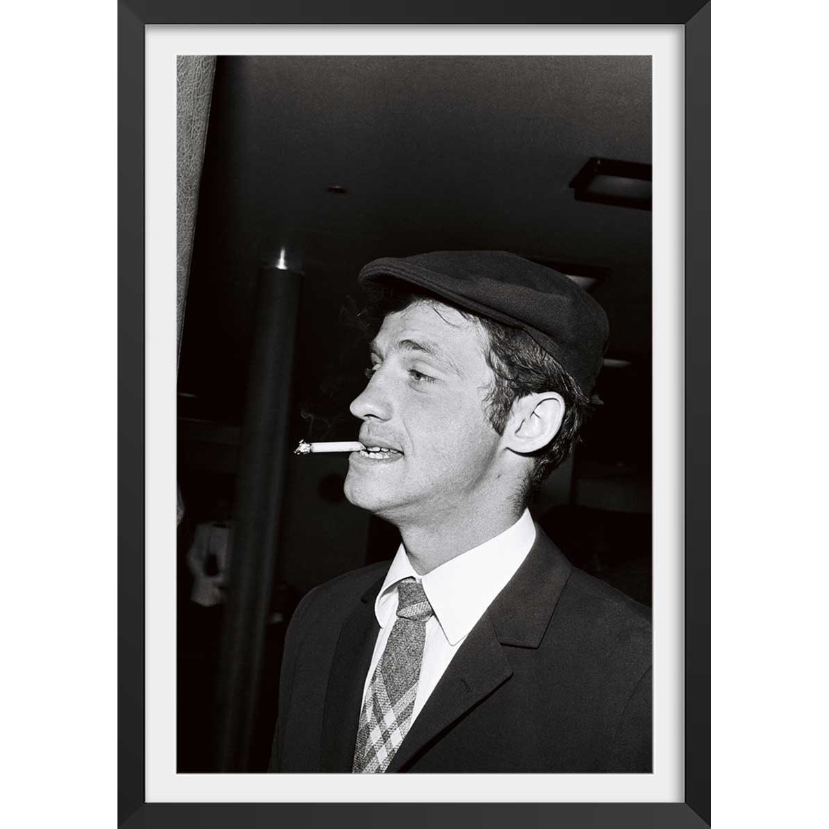 Affiche célébrité Jean-Paul Belmondo affiche + cadre en bois - noir, HEXOA