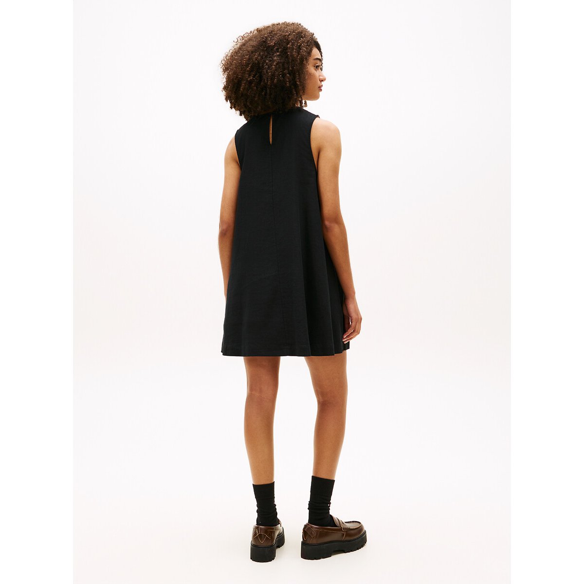 Linen/Viscose Sleeveless Dress black, TOMMY JEANS