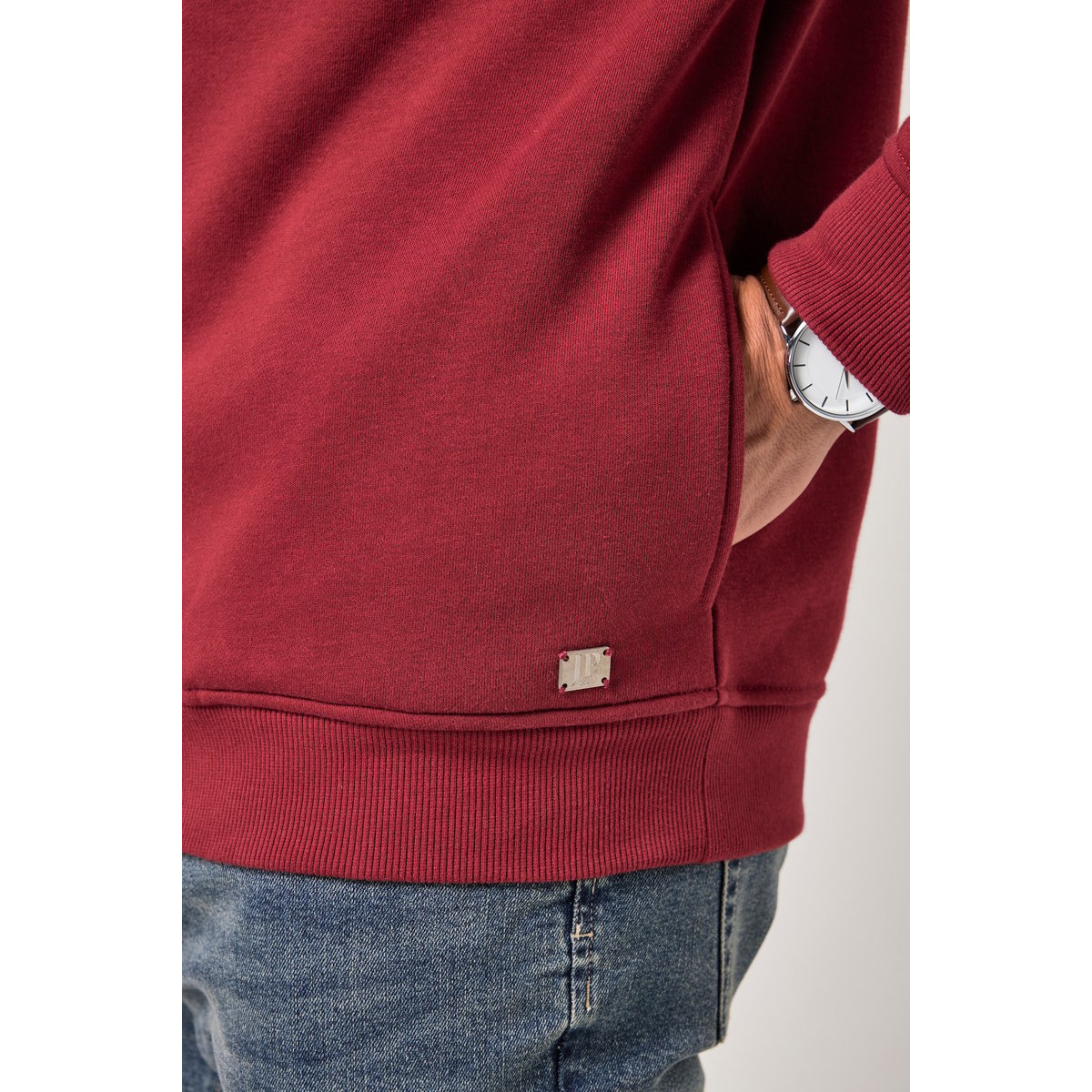 Pull camionneur, col zippé marron cuivre, JP1880