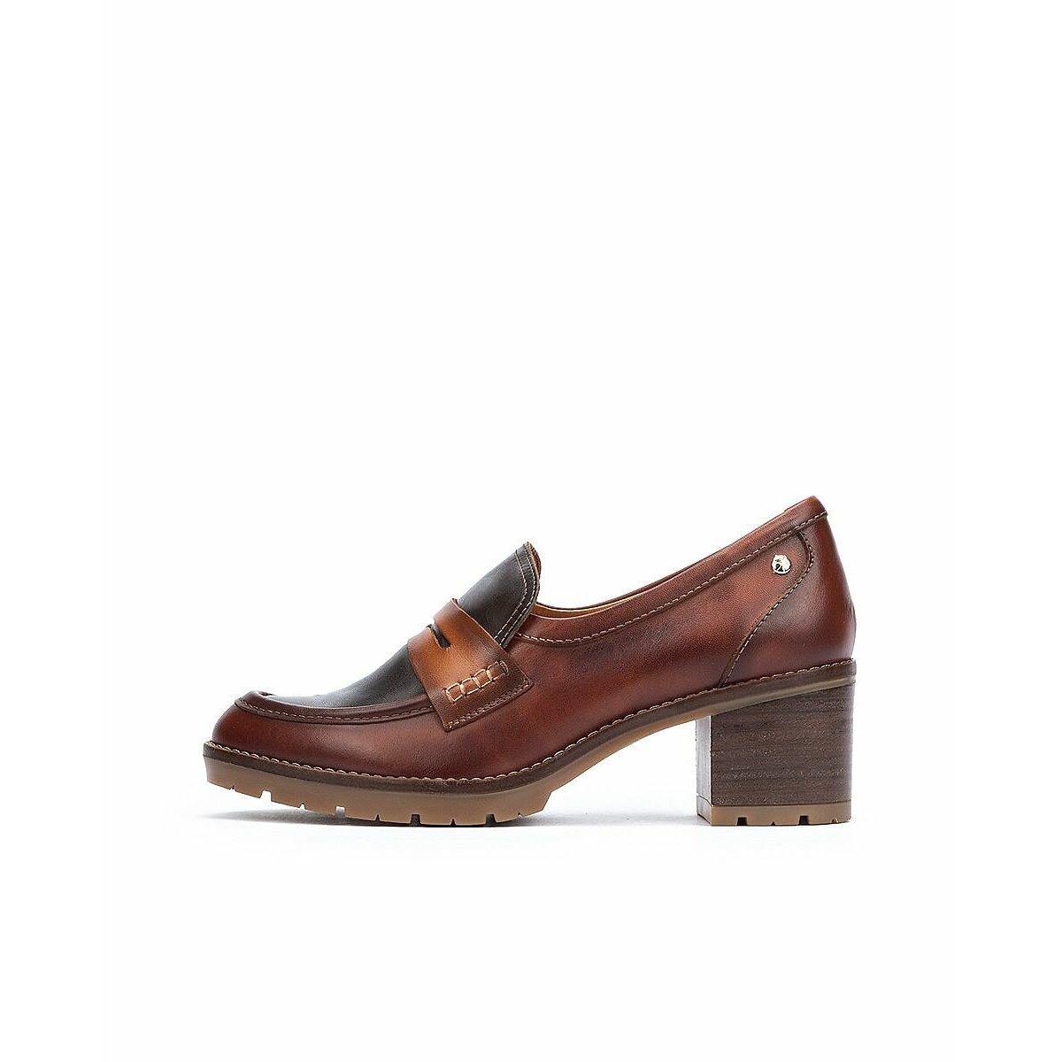 Llanes leather heeled loafers cognac, PIKOLINOS