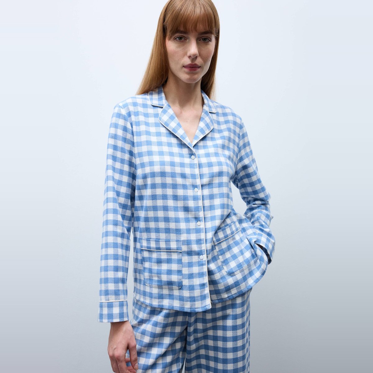 Pyjama à carreaux en coton gratté bio GOTS finistere, MONOPRIX