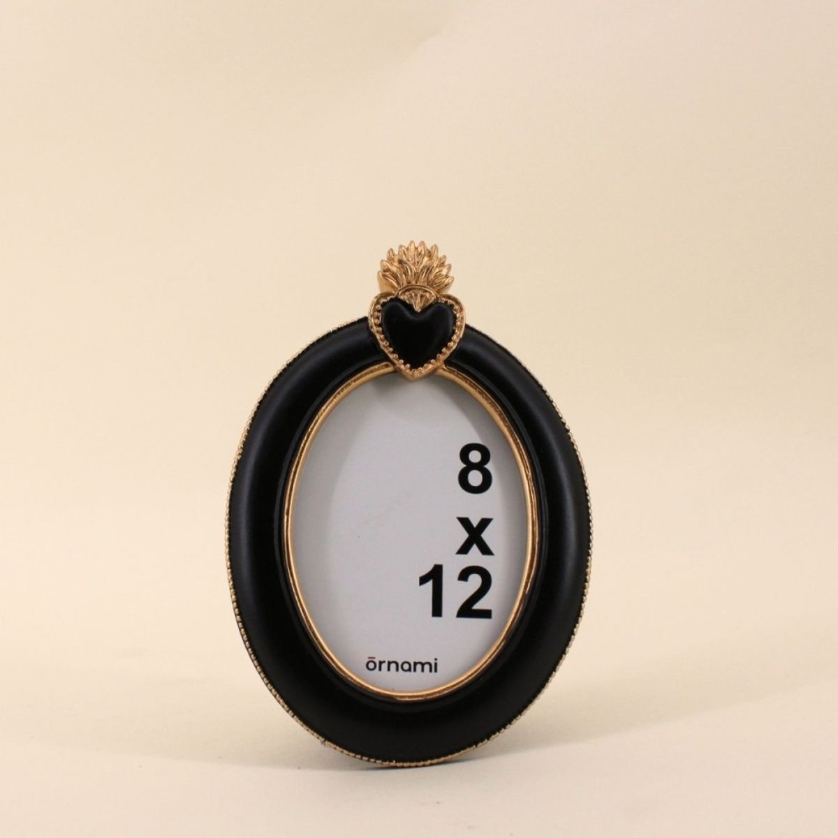 Cadre photo ovale ex voto en résine 19cm noir, ORNAMI