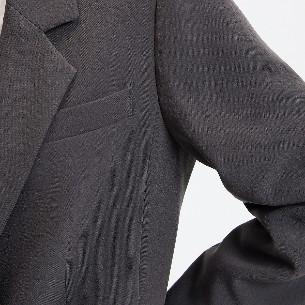 Blazer croisé coupe ample gris anthracite, LA REDOUTE COLLECTIONS
