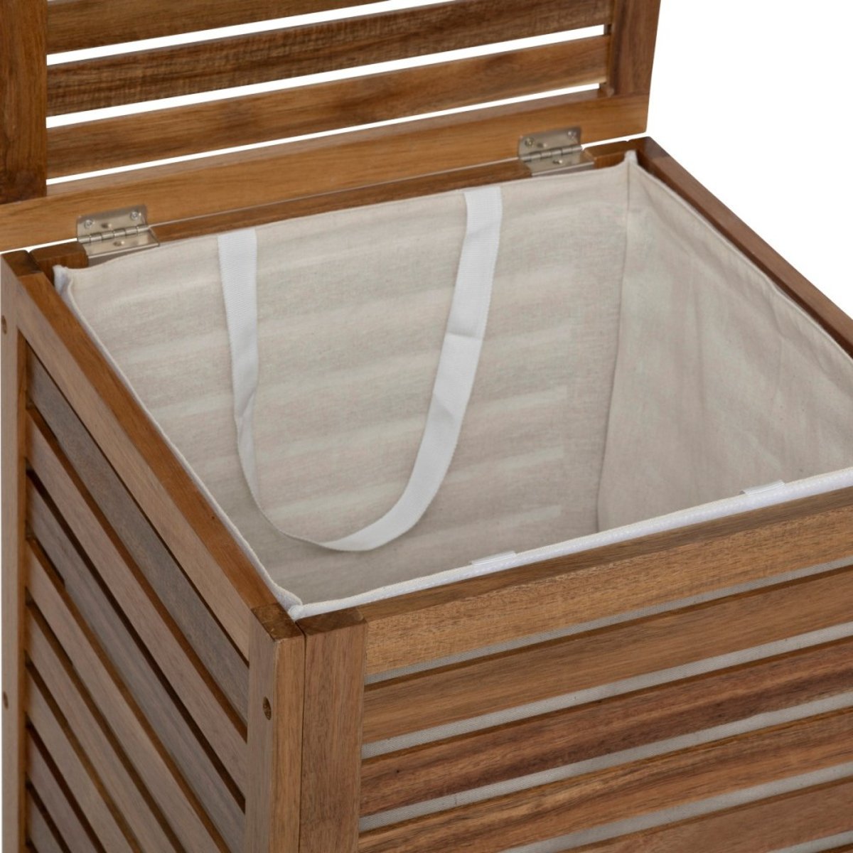 Panier à linge 65L bois acacia marron, ATMOSPHERA