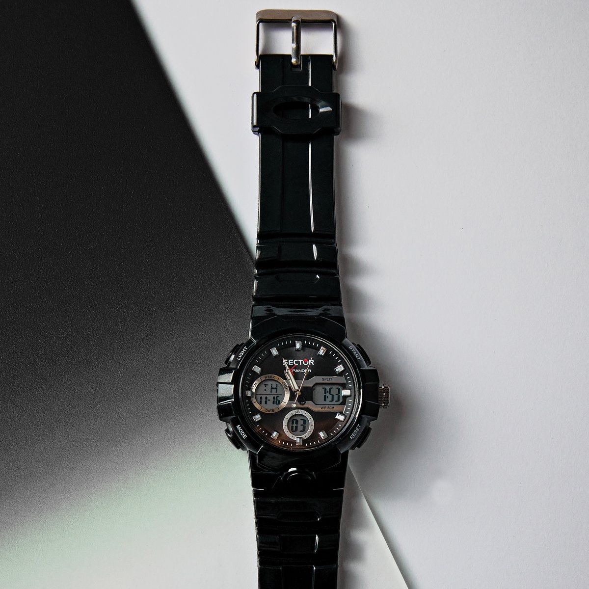 Montre analogique en plastique EX-46 noir, sunray, SECTOR