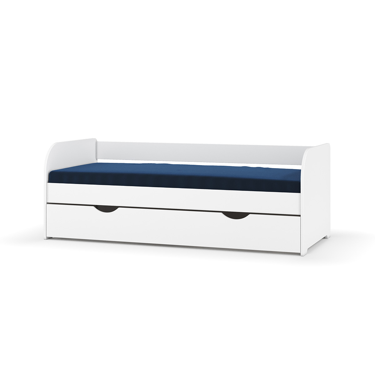 Pack lit banquette Gigogne avec matelas Bois massif  EZRA blanc, AKITEN RETAIL