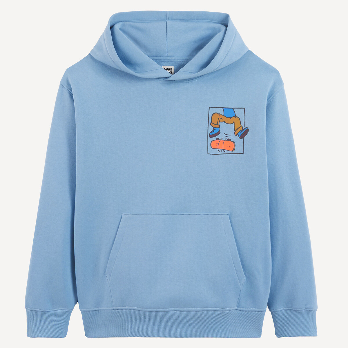 Sudadera de felpa con capucha, estampados en la parte delantera y trasera azul , LA REDOUTE COLLECTIONS