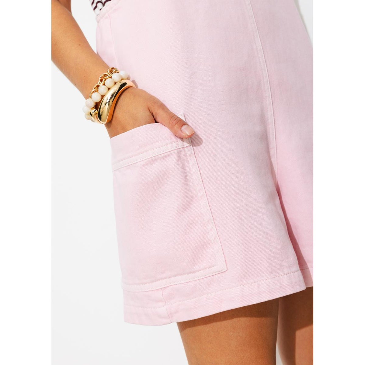 Combishort en toile rose pâle, PROMOD