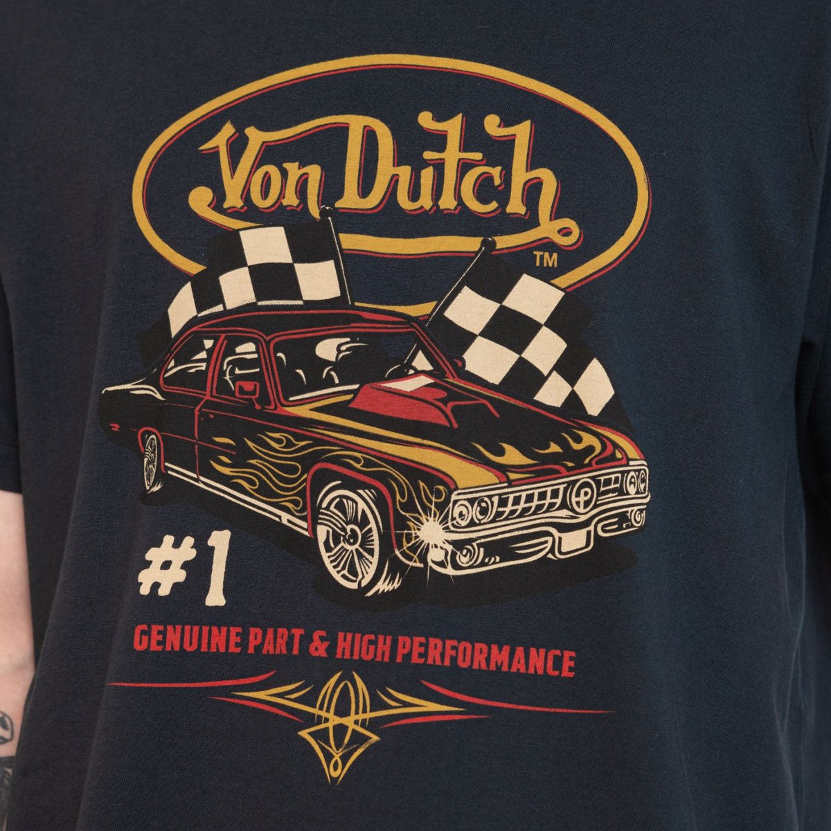 Tee shirt coton HIGH bleu marine/jaune/rouge, VON DUTCH