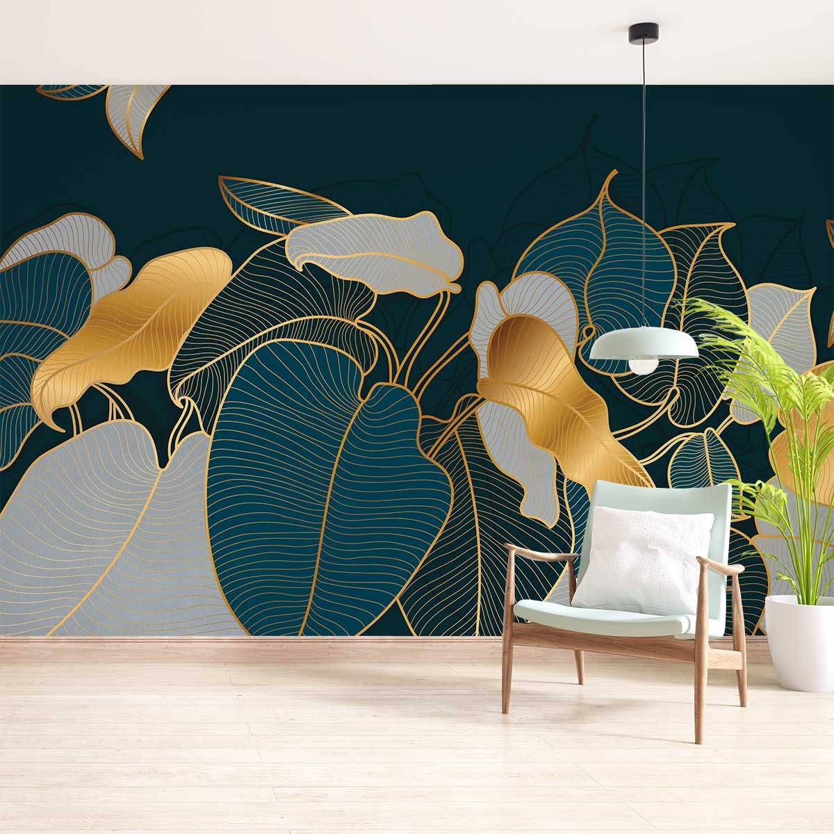 Papier peint or et luxure intissé, HEXOA