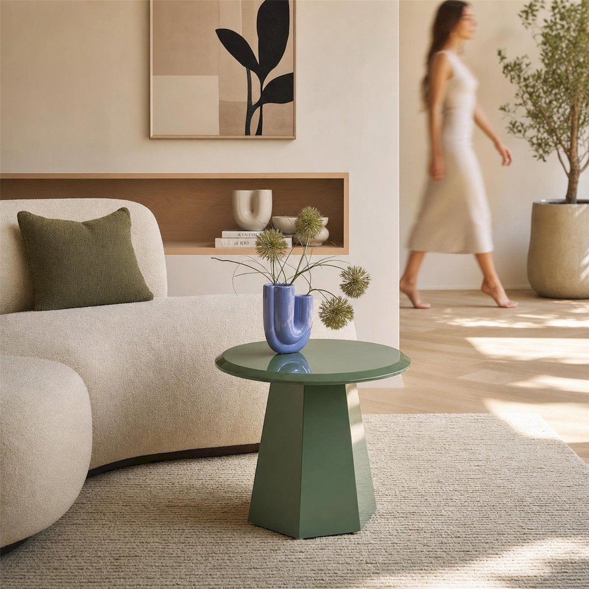 Table basse ronde bois collection LOCA vert brillant, RECOLLECTION
