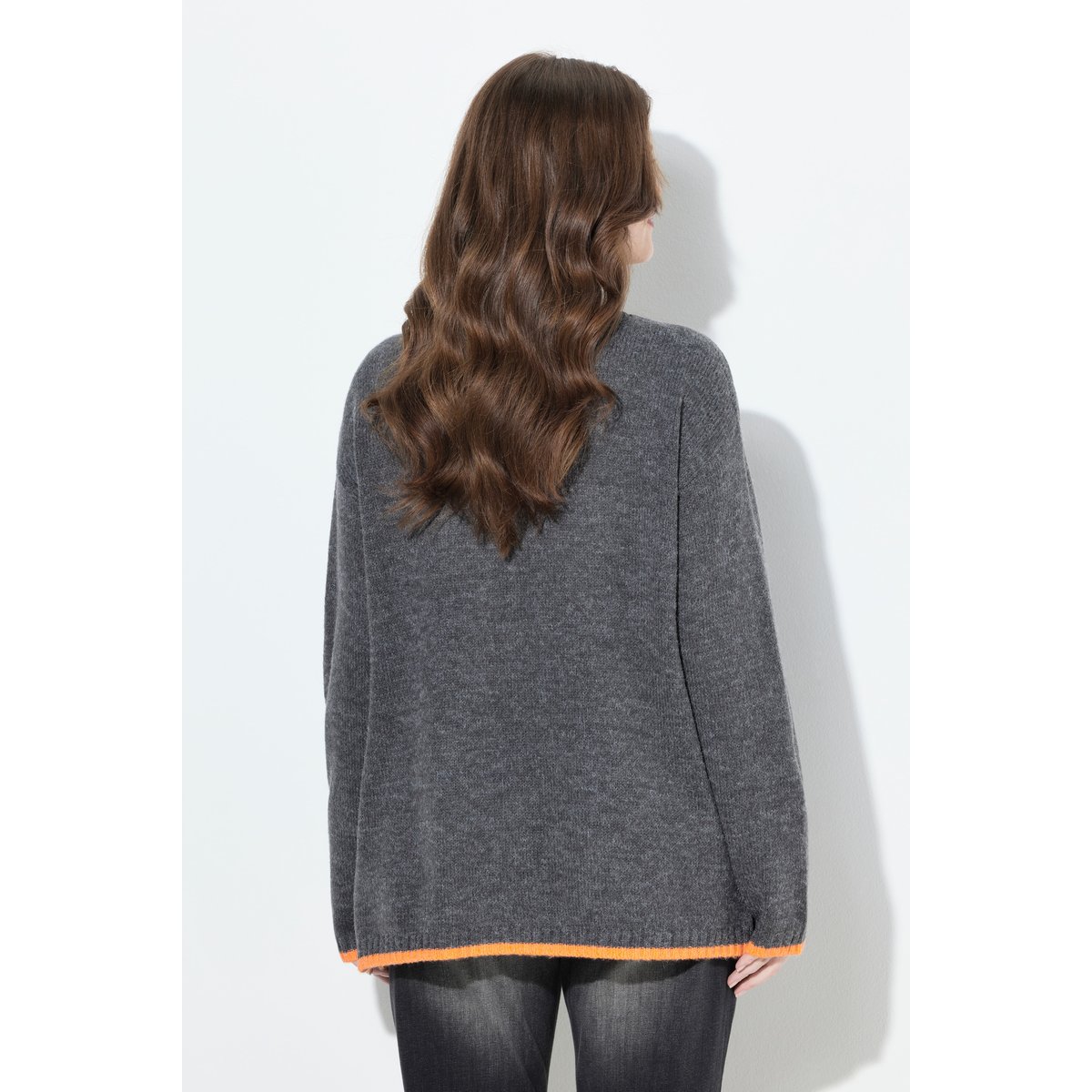 Pull manches longues et col en V gris graphite, ULLA POPKEN