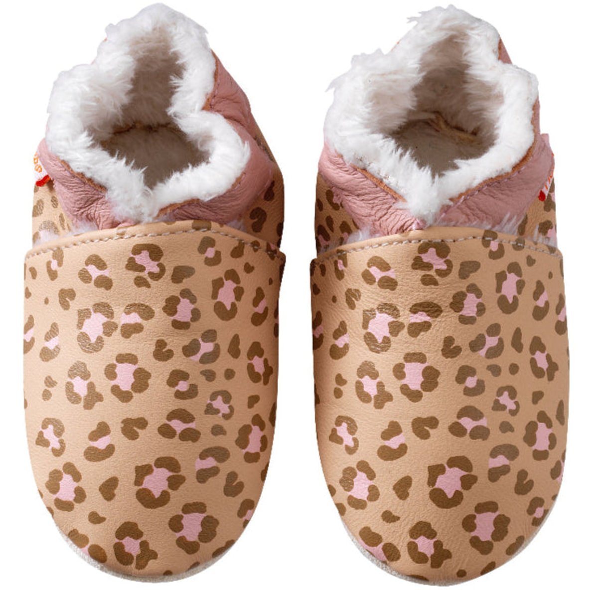 Chaussons bébé cuir souple léopard rose, TICHOUPS