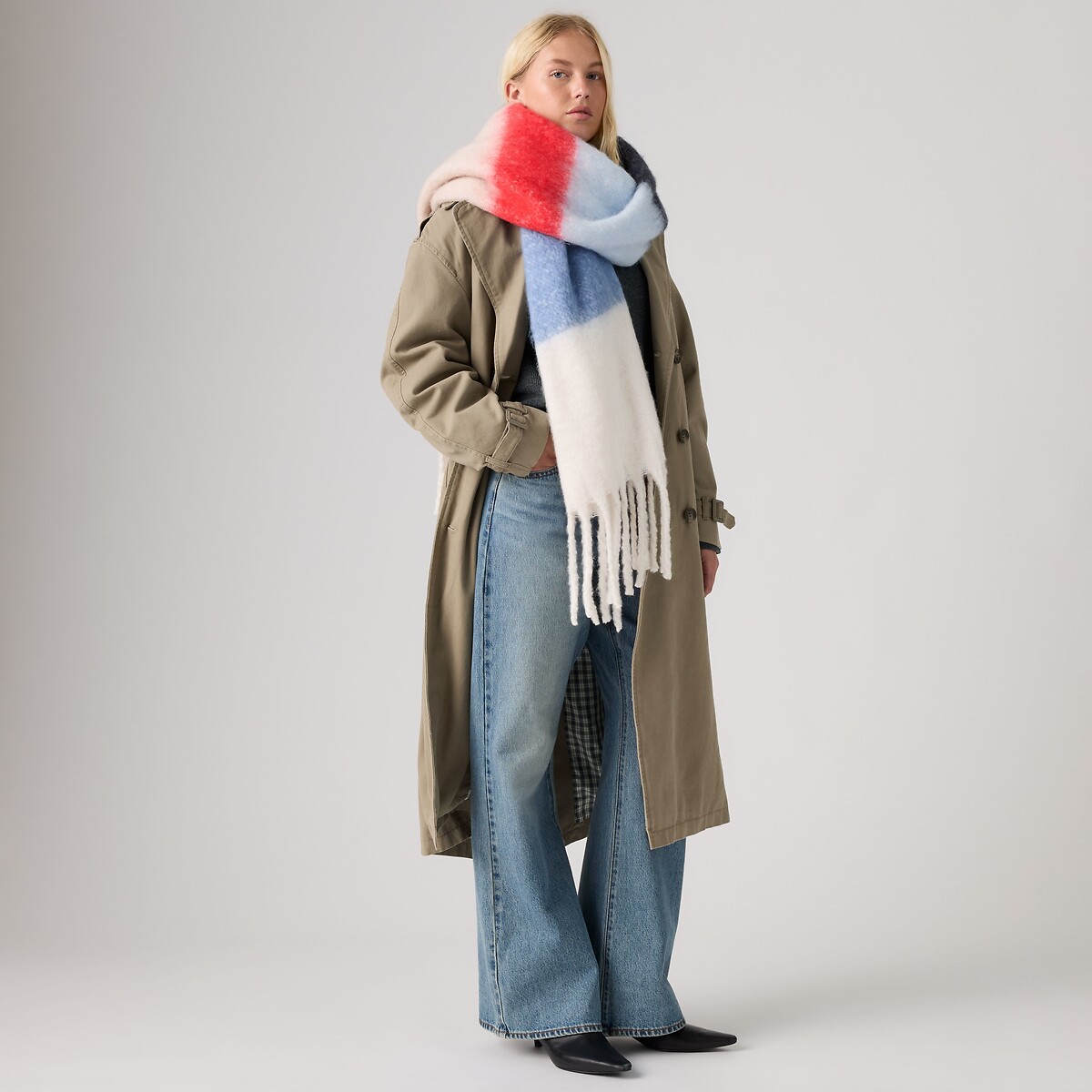 Grosse écharpe FUZZY bleu/beige, LEVI'S