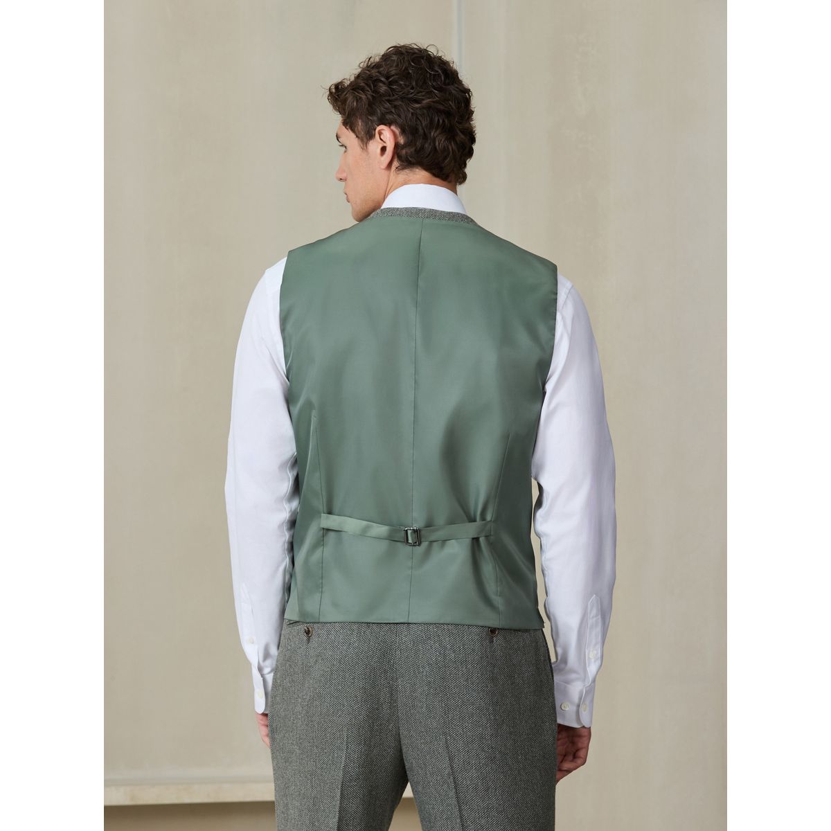 Gilet de costume standard en laine italienne vert sauge, NEXT