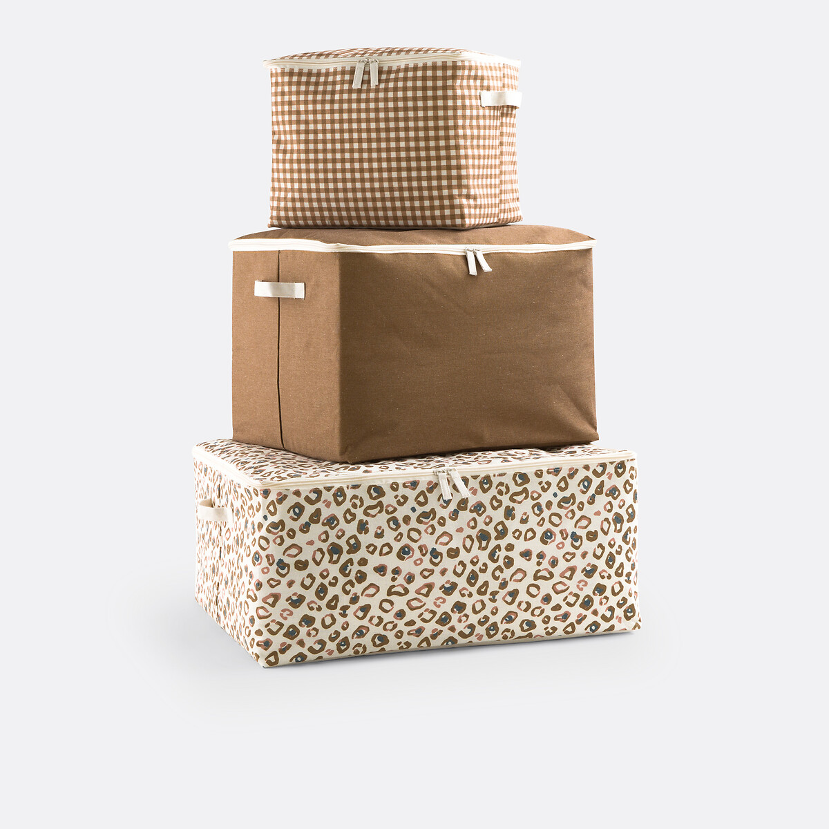 Lot de 3 housses de rangement, Sunny ecru/caramel, LA REDOUTE INTERIEURS