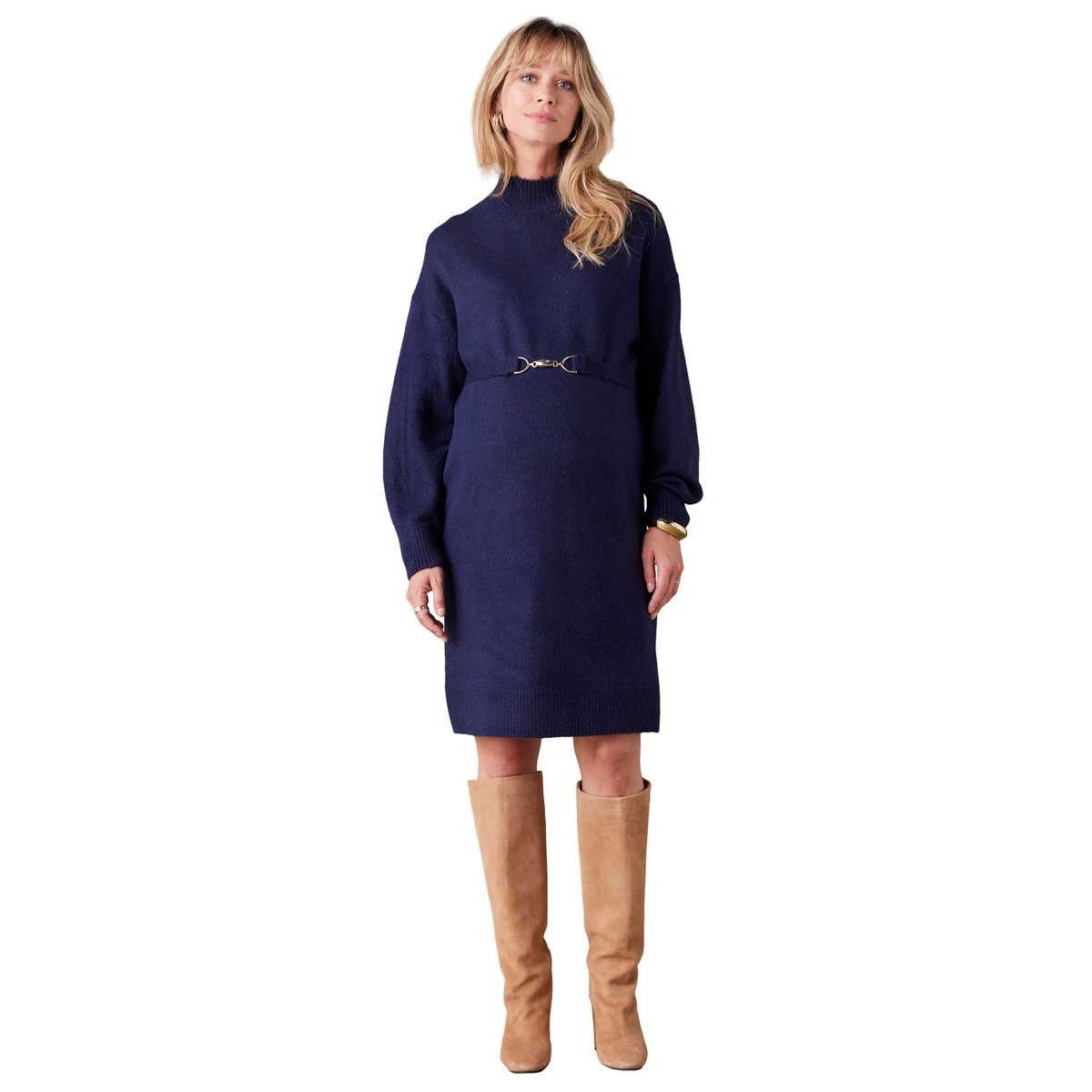 Robe-pull grossesse ceinture effet bijou marine, ENVIE DE FRAISE