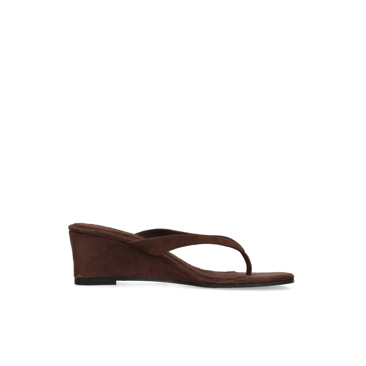 Mules à talon compensé en daim marron, SACHA