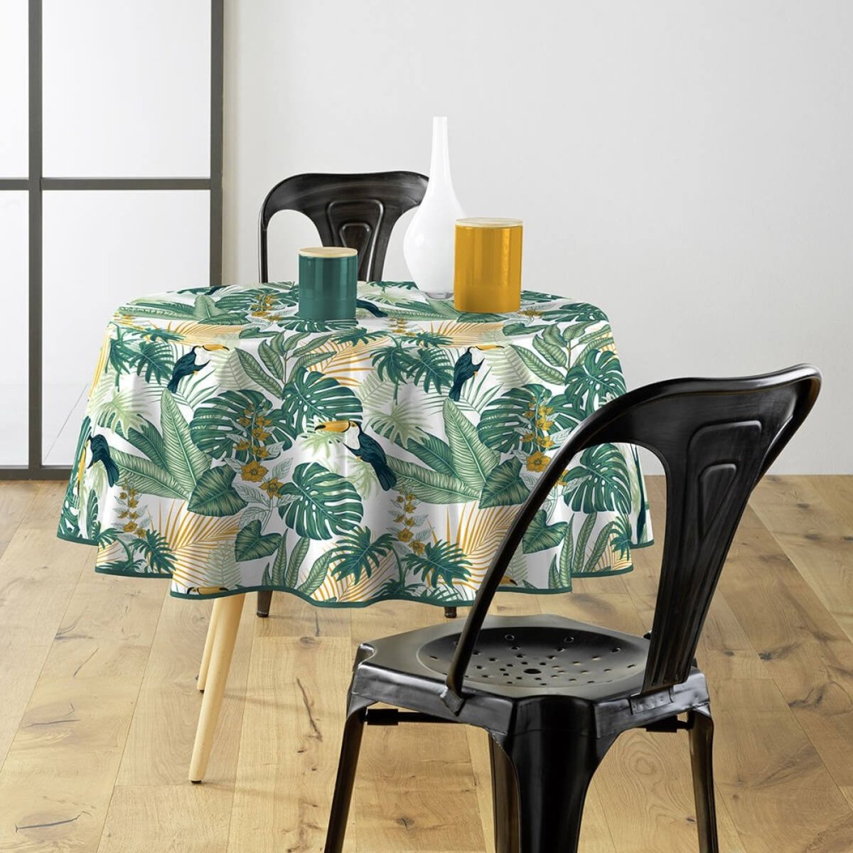 Nappe ronde D160 Textilia Guyana vert, DECORATIE