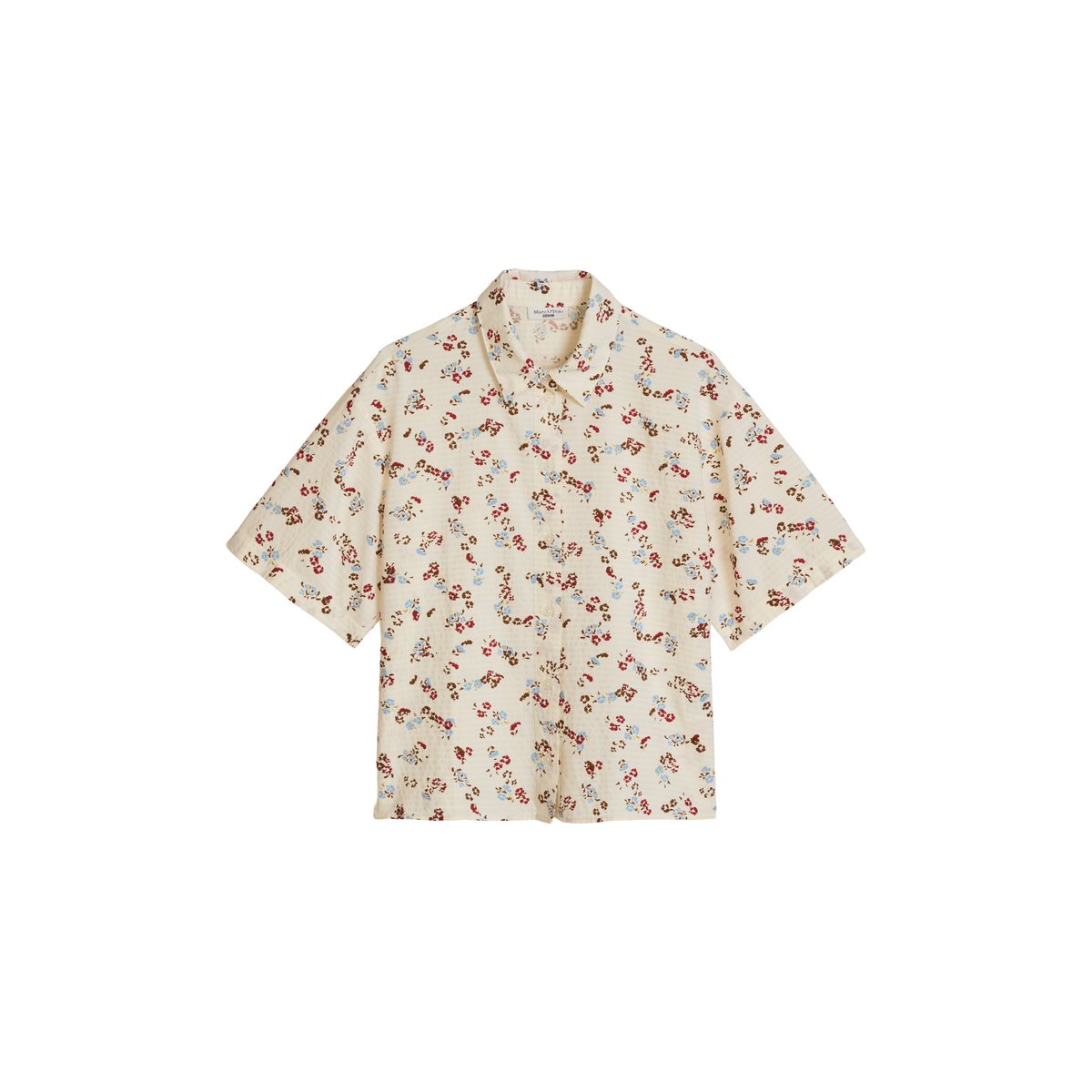 Blouse à manches courtes imprimée relaxed en mélange de coton LENZING™ ECOVERO™ blanc, MARC O’POLO DENIM