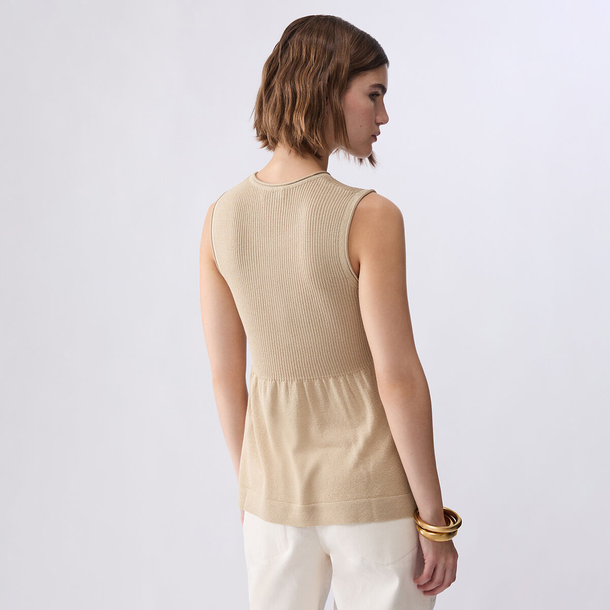 Top en maille lamé beige, LIU JO