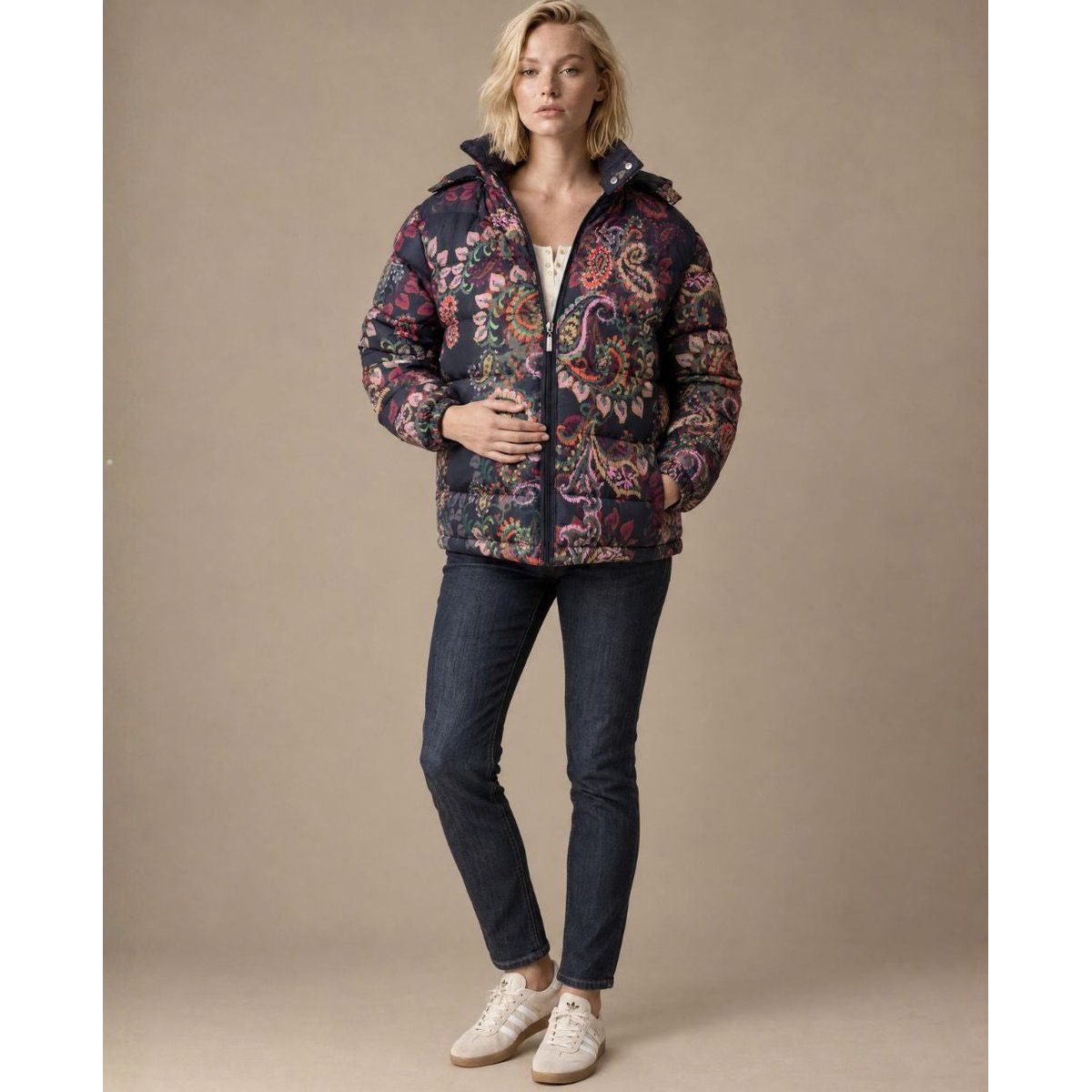 Doudoune de grossesse et de portage Linette multicolore, CACHE COEUR