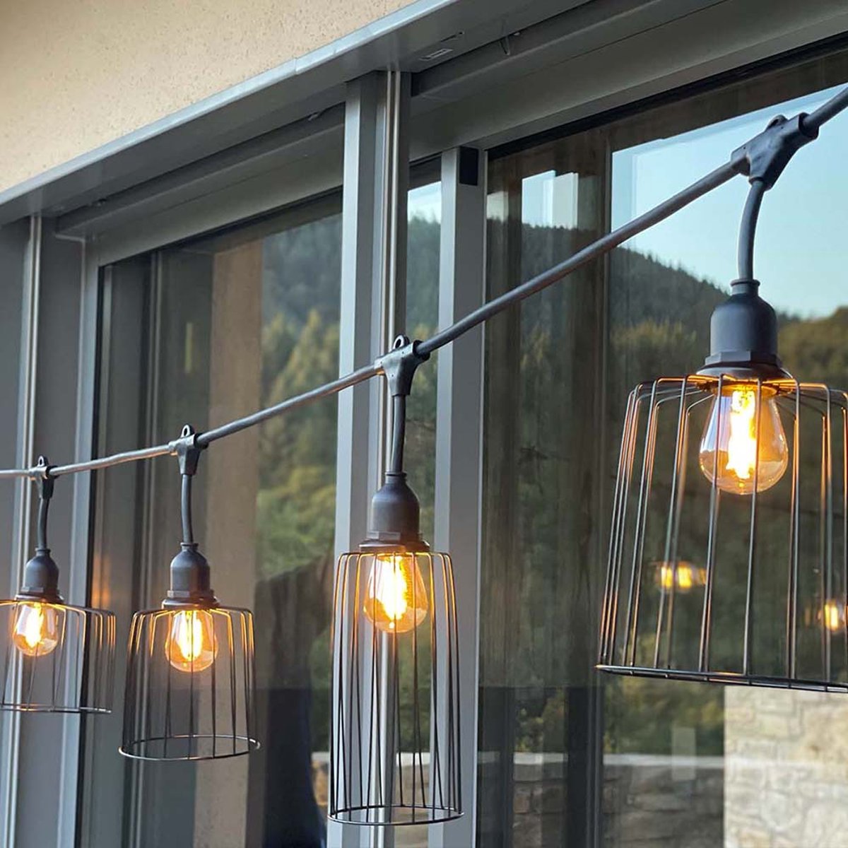 Guirlande cage métal E27 NEMA noir, LUMISKY