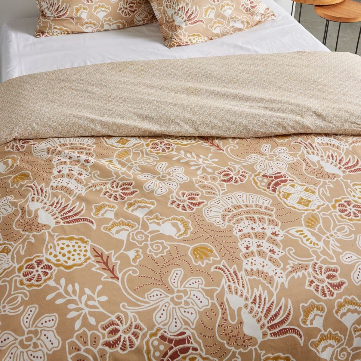 Parure de lit imprimé Floral coton SUNSHINE EDDIE beige, TODAY