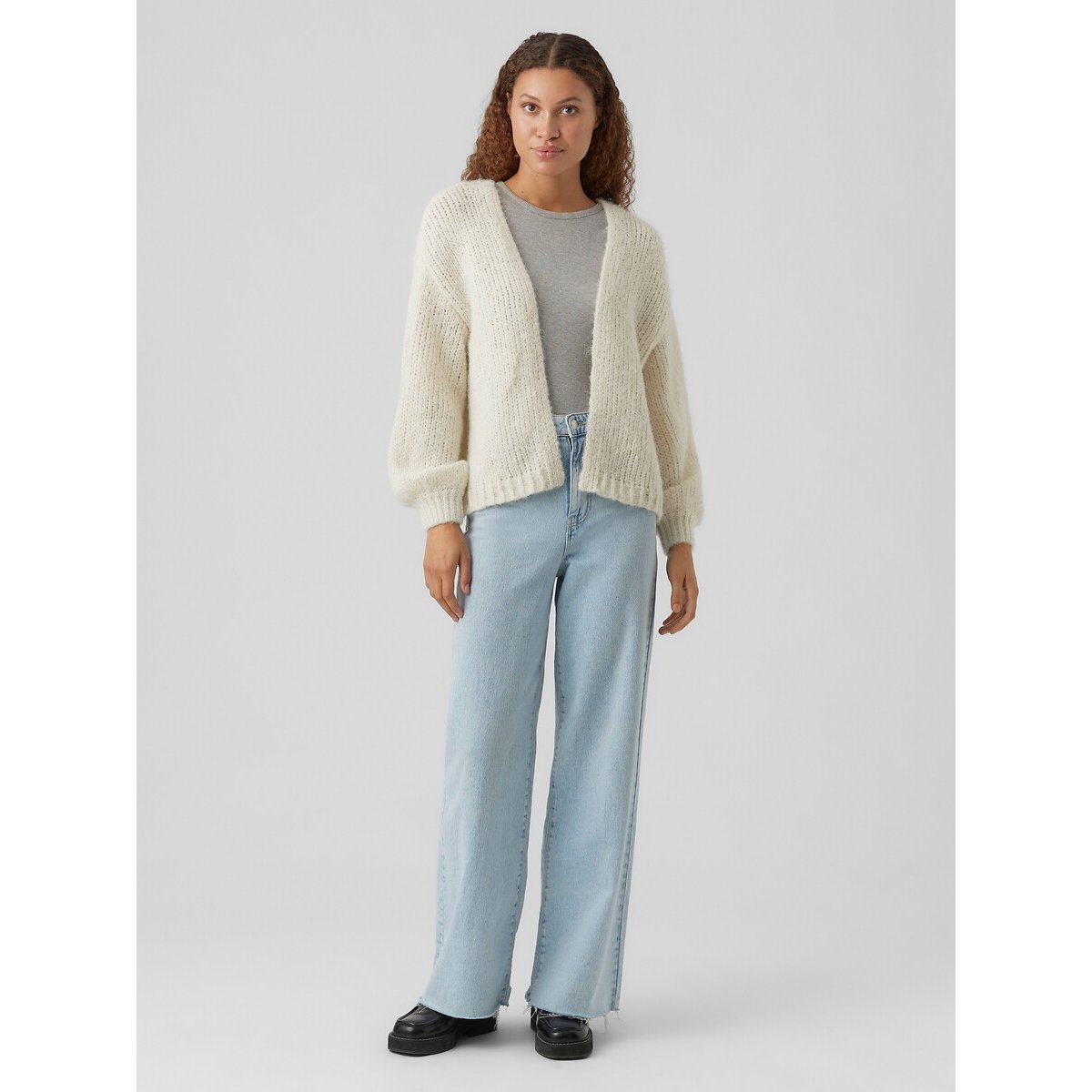 Cardigan aperto in maglia grossa ecru , VERO MODA
